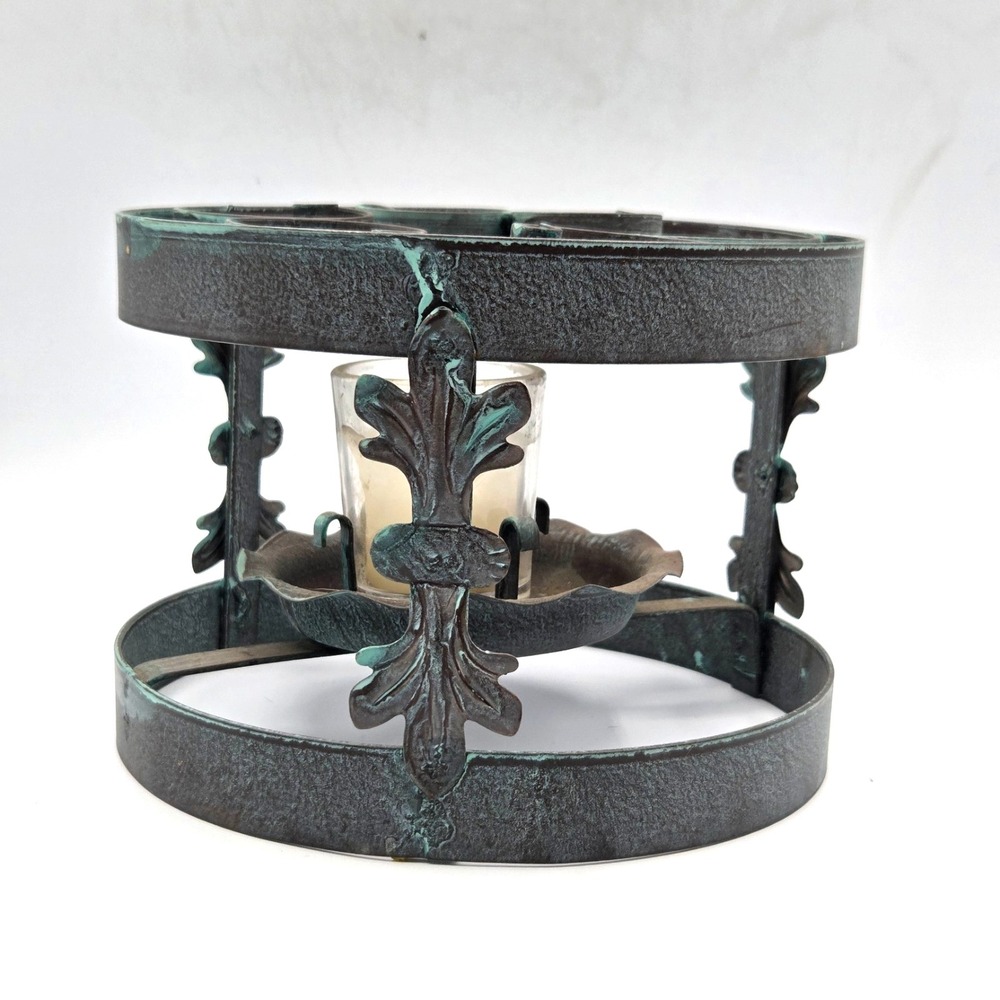 VINTAGE  Metal Candle Holder Glass Votive Tea‎ Light